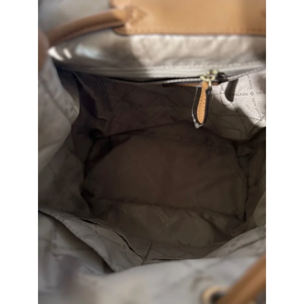 Michael Kors Abbey Cargo Backpack Womens Large Brown NWOTMonogram Leather Trim